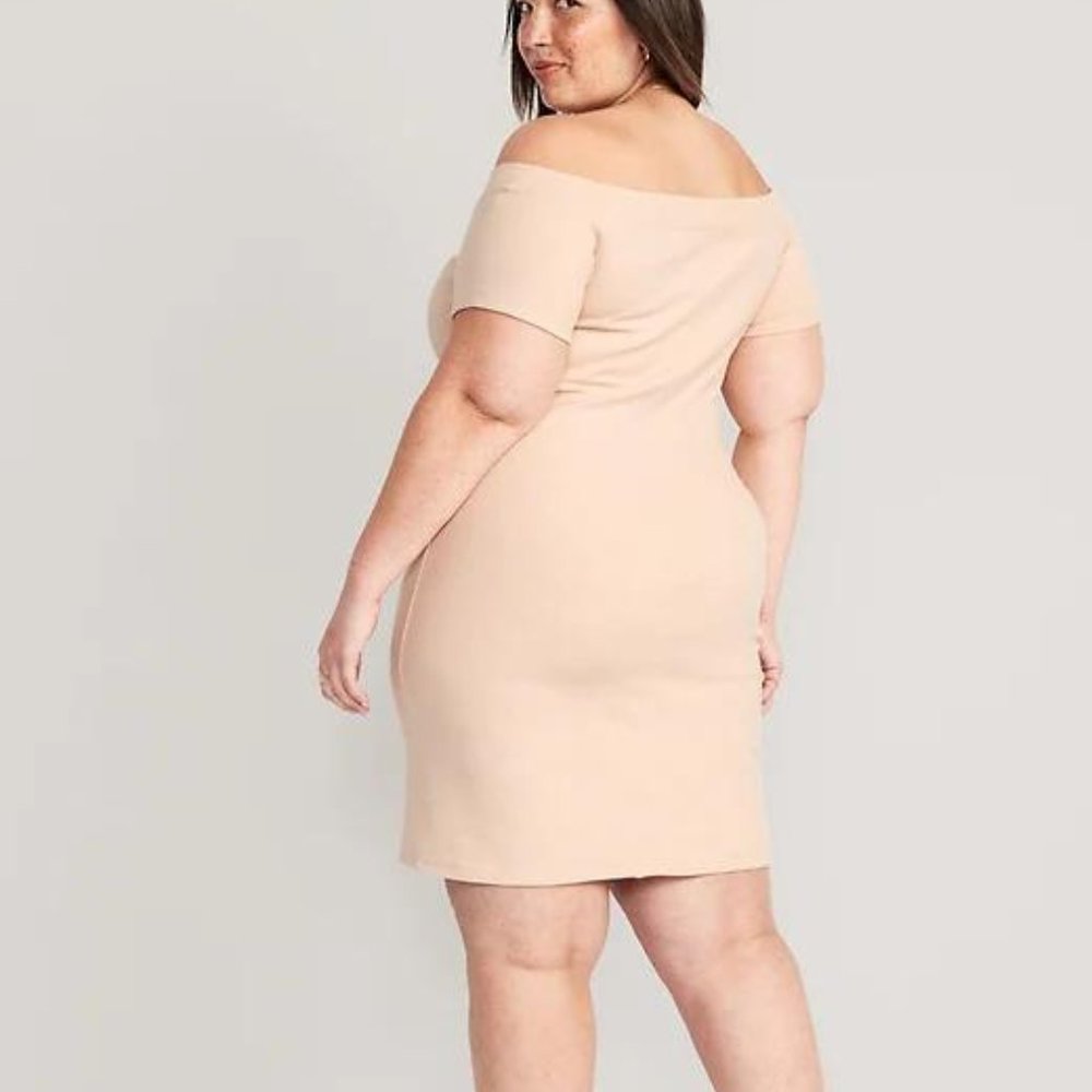 NWT Old Navy Fitted Off-The-Shoulder Rib-Knit Mini Dress for Women - Picture 6 of 6